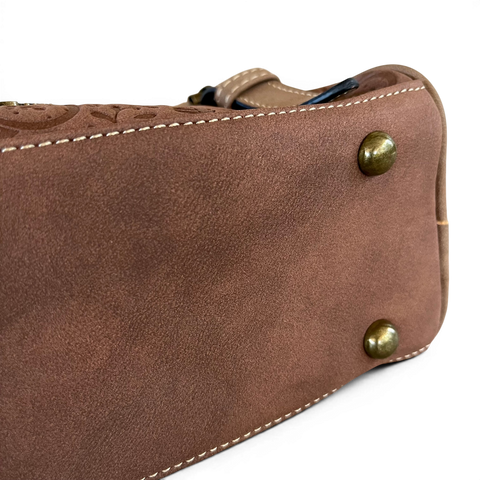 Cotton Road Sling Bag: BROWN PU Leather with BRANDED Strap
