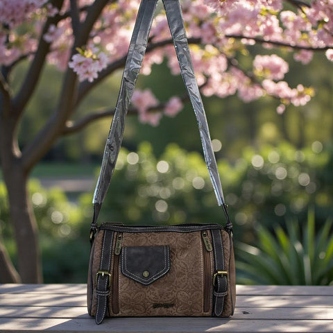 Cotton Road Sling Bag: BROWN PU Leather with BRANDED Strap