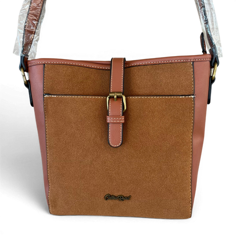 Cotton Road Sling Bag: BROWN PU Leather with Buckle Clip Design