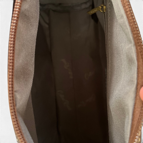 Cotton Road Sling Bag: BROWN PU Leather with PROTEA Design