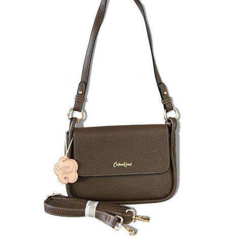 Cotton Road Sling Bag: BROWN PU Leather with Shoulder Strap and Matching Wallet
