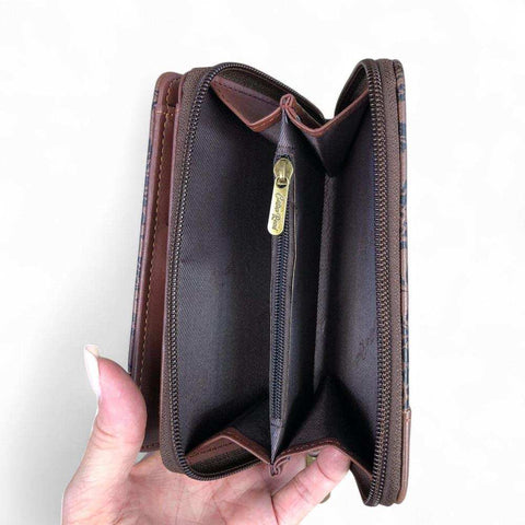 Cotton Road Sling Bag: BROWN PU Leather with Shoulder Strap and Matching Wallet