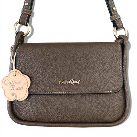 Cotton Road Sling Bag: BROWN PU Leather with Shoulder Strap and Matching Wallet