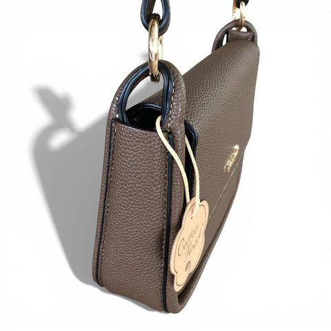 Cotton Road Sling Bag: BROWN PU Leather with Shoulder Strap and Matching Wallet