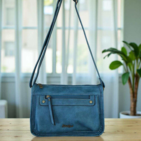 Cotton Road Sling Bag: Blue PU Leather Sling Bag for Versatile Style