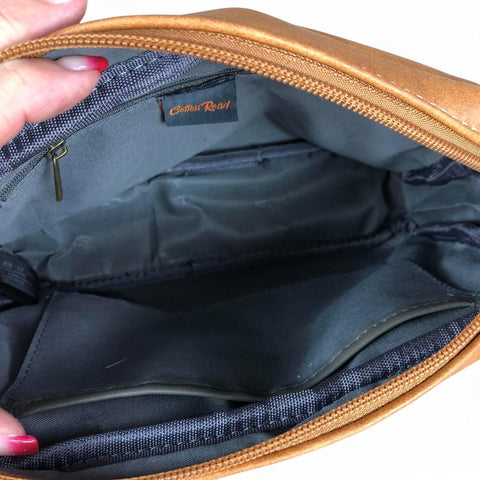 Cotton Road Sling Bag: CAMEL PU Leather Bag