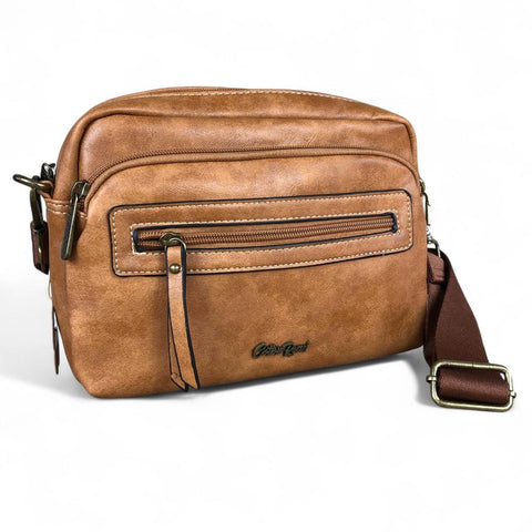 Cotton Road Sling Bag: CAMEL PU Leather Bag