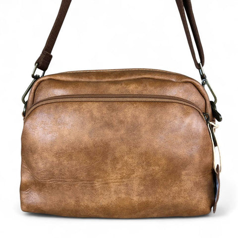 Cotton Road Sling Bag: CAMEL PU Leather Bag
