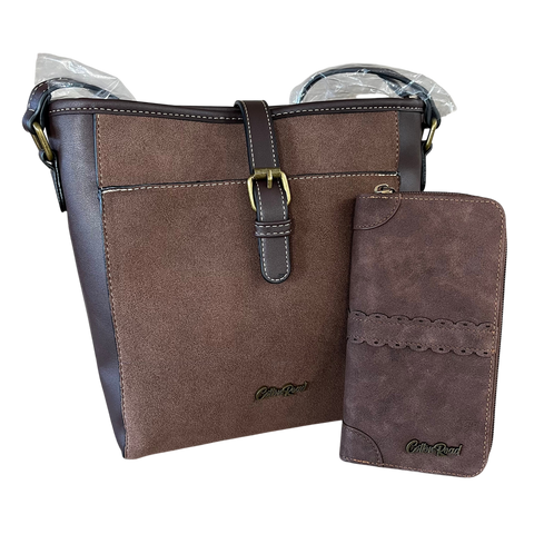 Cotton Road Sling Bag: COFFEE BROWN PU Leather Crossbody Bag with Matching Wallet