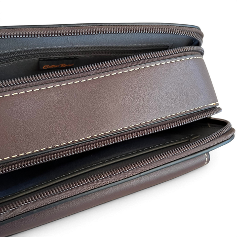 Cotton Road Sling Bag: COFFEE BROWN PU Leather Crossbody with EMBOSSED Design