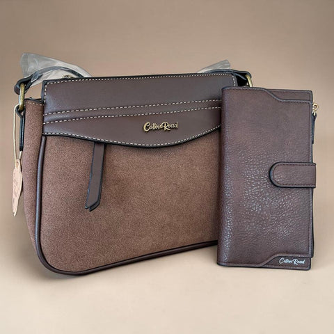 Cotton Road Sling Bag: COFFEE BROWN PU Leather Crossbody with Matching Wallet