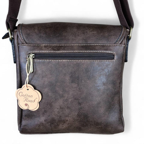 Cotton Road Sling Bag: COFFEE BROWN PU Leather Sling Bag with BUCKLE detailing