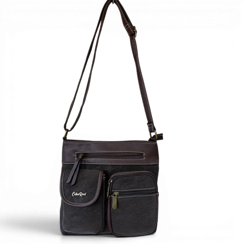 Cotton Road Sling Bag: COFFEE BROWN PU Leather with multiple pockets
