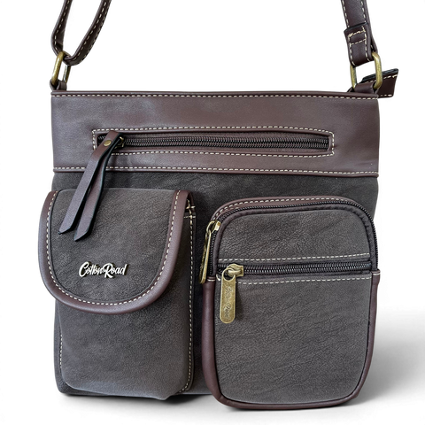 Cotton Road Sling Bag: COFFEE BROWN PU Leather with multiple pockets