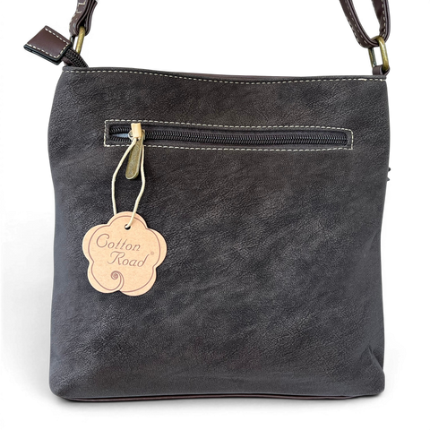 Cotton Road Sling Bag: COFFEE BROWN PU Leather with multiple pockets