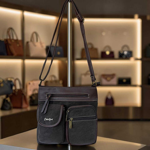 Cotton Road Sling Bag: COFFEE BROWN PU Leather with multiple pockets