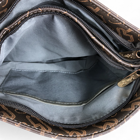 Cotton Road Sling Bag: DARK BROWN BRANDED Synthetic Leather Sling Bag