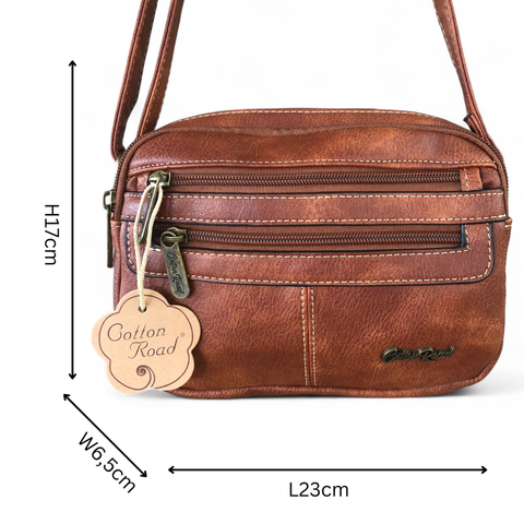 Cotton Road Sling Bag: Elegant Brown PU Leather & Durable Design