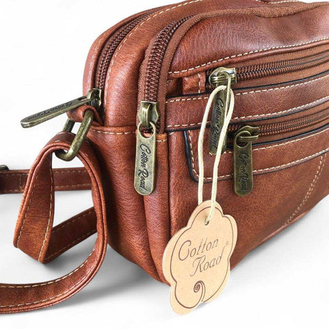 Cotton Road Sling Bag: Elegant Brown PU Leather & Durable Design