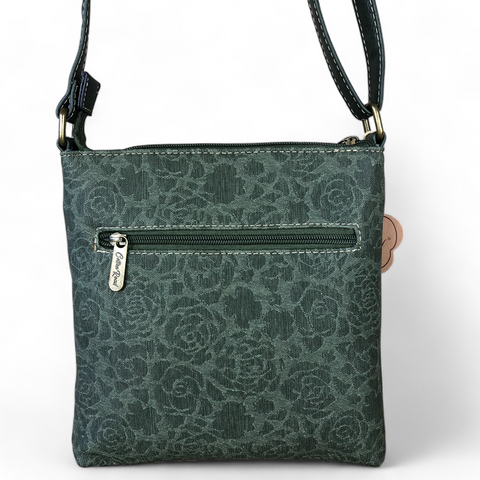 Cotton Road Sling Bag: GREEN FLORAL Printed PU Leather Sling Bag