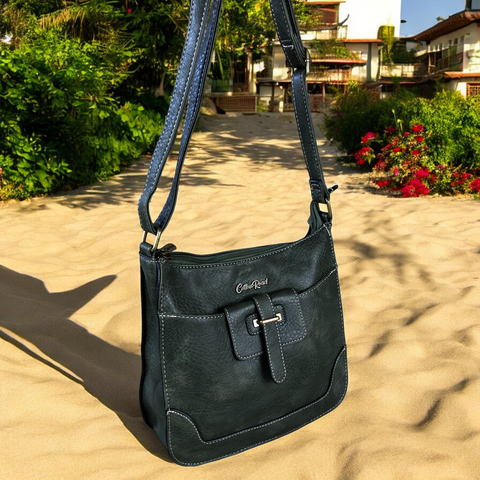 Cotton Road Sling Bag: GREEN PU Leather