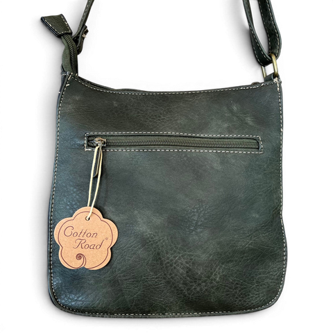 Cotton Road Sling Bag: GREEN PU Leather