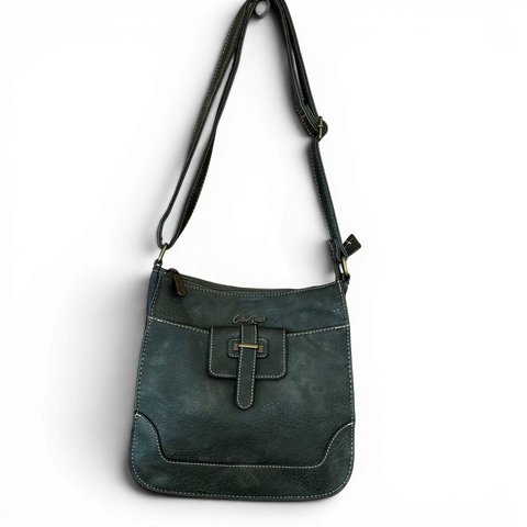 Cotton Road Sling Bag: GREEN PU Leather
