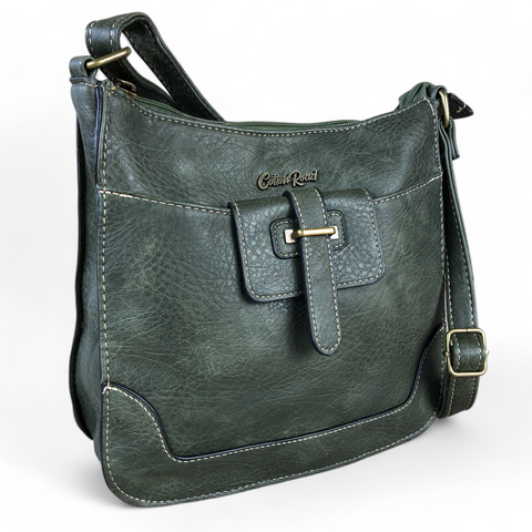 Cotton Road Sling Bag: GREEN PU Leather Sling Bag