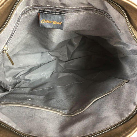 Cotton Road Sling Bag: GREEN PU Leather Sling Bag with Pockets