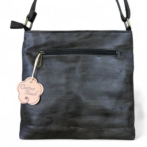 Cotton Road Sling Bag: GREEN PU Leather Sling Bag with Pockets