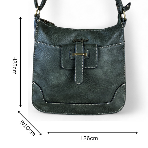 Cotton Road Sling Bag: GREEN PU Leather and Matching Protea Design Wallet