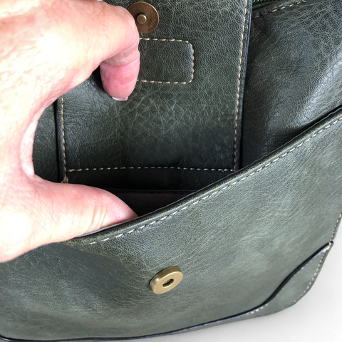 Cotton Road Sling Bag: GREEN PU Leather and Matching Protea Design Wallet