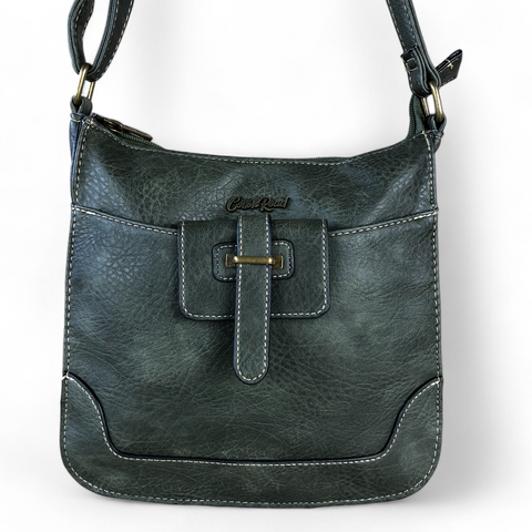 Cotton Road Sling Bag: GREEN PU Leather and Matching Protea Design Wallet