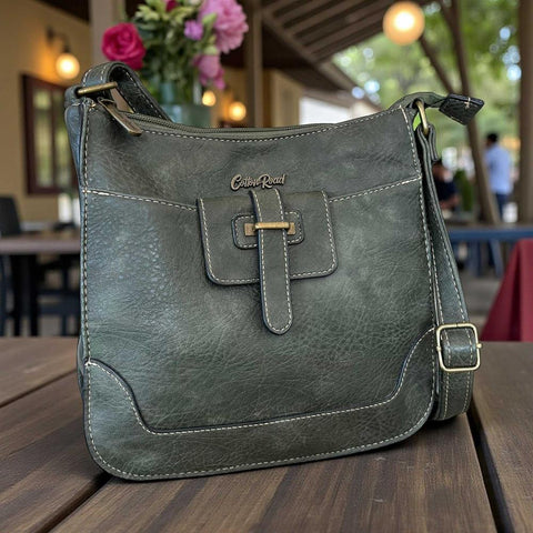 Cotton Road Sling Bag: GREEN PU Leather