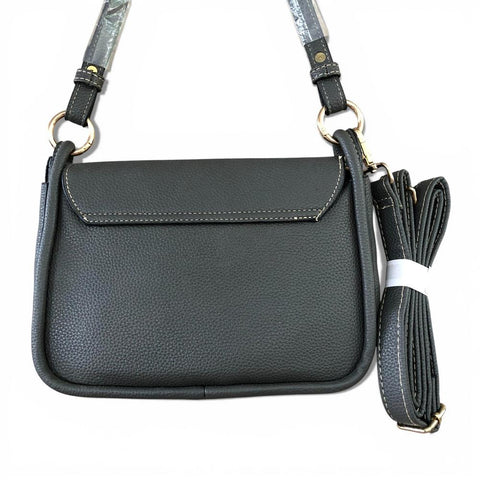 Cotton Road Sling Bag: GREY PU Leather Sling Bag with Shoulder Strap