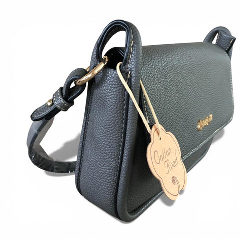 Cotton Road Sling Bag: GREY PU Leather Sling Bag with Shoulder Strap