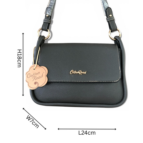 Cotton Road Sling Bag: GREY PU Leather with Shoulder Strap with Matching Wallet