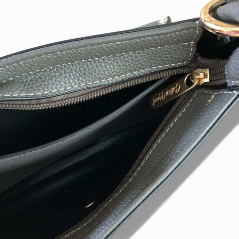 Cotton Road Sling Bag: GREY PU Leather with Shoulder Strap with Matching Wallet