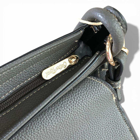 Cotton Road Sling Bag: GREY PU Leather with Shoulder Strap with Matching Wallet