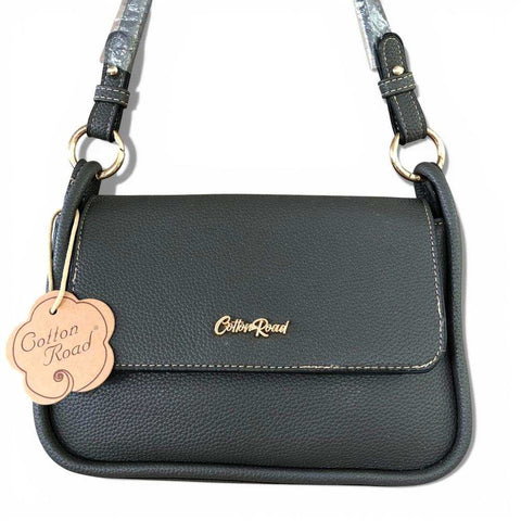 Cotton Road Sling Bag: GREY PU Leather with Shoulder Strap with Matching Wallet