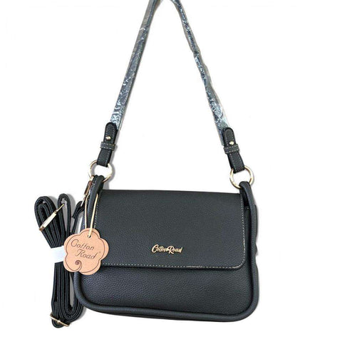 Cotton Road Sling Bag: GREY PU Leather with Shoulder Strap with Matching Wallet