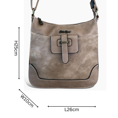 Cotton Road Sling Bag: KHAKI PU Leather