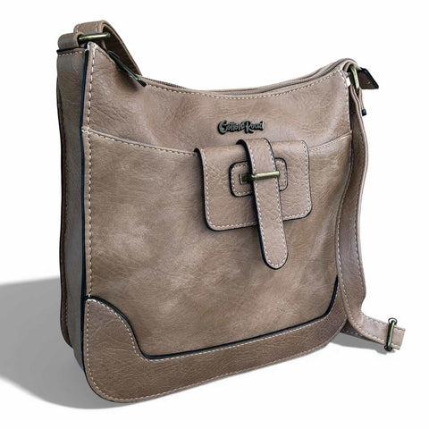 Cotton Road Sling Bag: KHAKI PU Leather