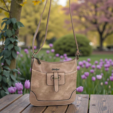 Cotton Road Sling Bag: KHAKI PU Leather