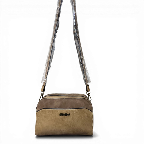 Cotton Road Sling Bag: KHAKI PU Leather Bag and Matching Wallet Set