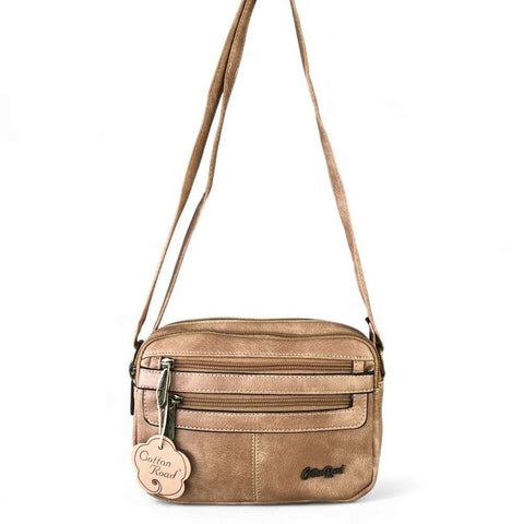 Cotton Road Sling Bag: KHAKI PU Leather Bag for Women