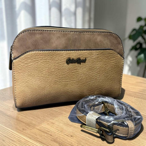 Cotton Road Sling Bag: KHAKI PU Leather Bag