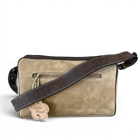 Cotton Road Sling Bag: KHAKI PU Leather Crossbody Bag with BRANDED Strap