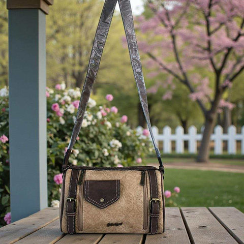 Cotton Road Sling Bag: KHAKI PU Leather Crossbody Bag with BRANDED Strap