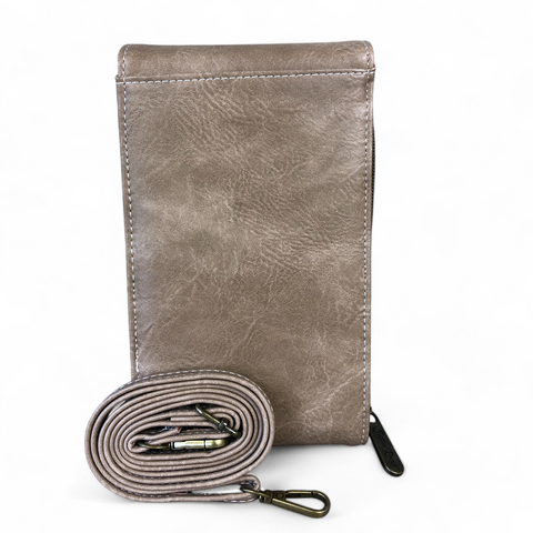 Cotton Road Sling Bag: KHAKI PU Leather Mini Cellphone Sling